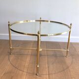 Round brass coffee table. Maison Baguès