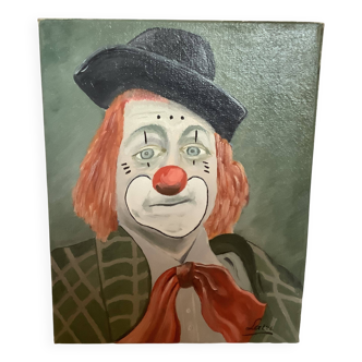 Clown painting oil on canvas signed