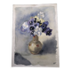 Watercolor painting potiche with pensees flowers, on paper, signed cmb or cmr, still life 1989
