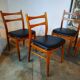 Set of 4 vintage Scandinavian chairs with Skaï seat