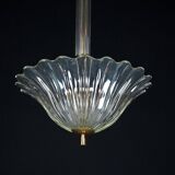 Suspension Art Déco Seguso en verre de Murano transparent. Italie, années 1940.