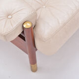 Beige Midcentury Lounge Chair with Ottoman Model "Sella" by Carlo de Carli