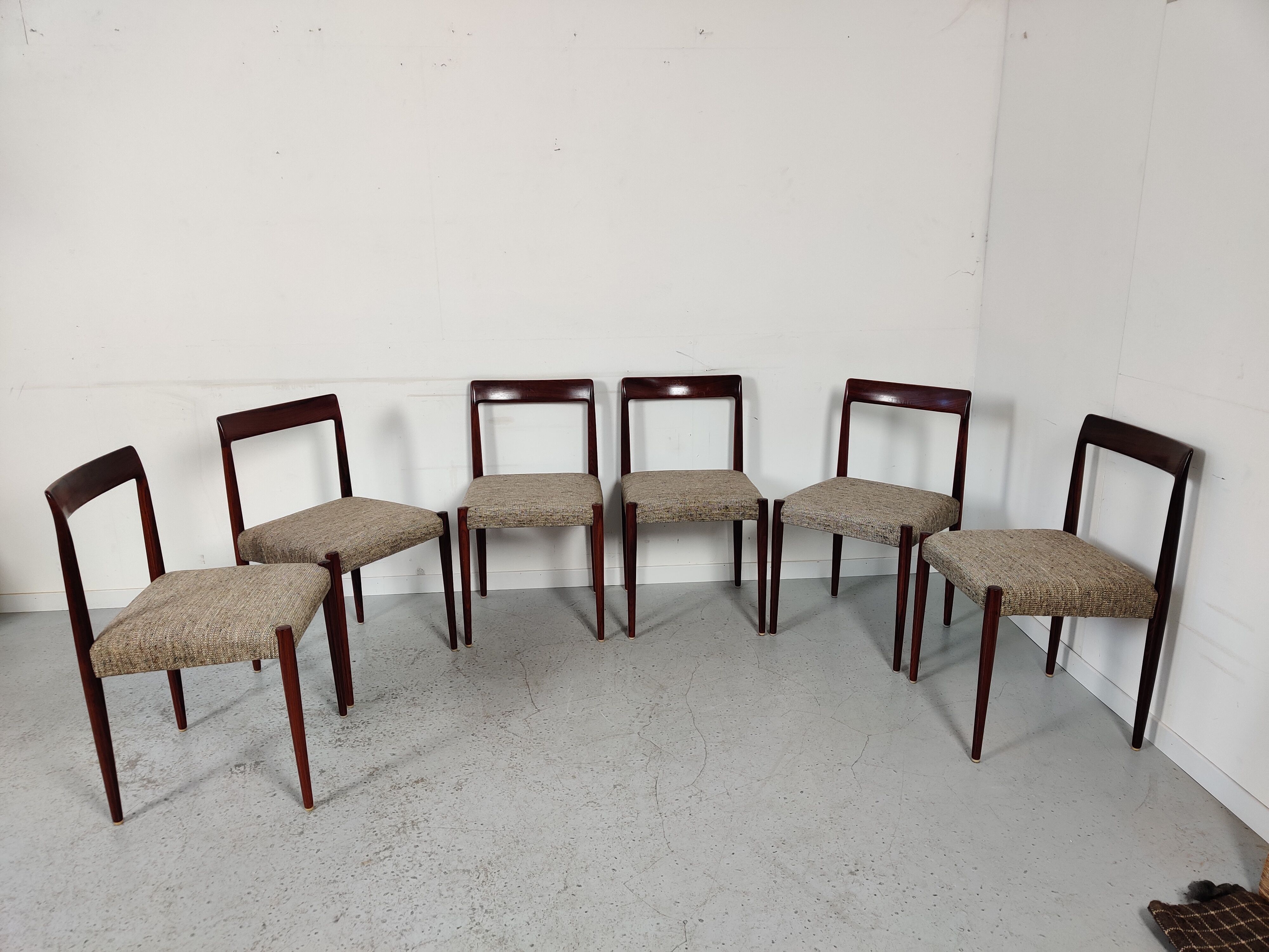 6 scandinavian chairs from lübke in rosewood, 60s