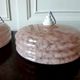 Pair of pink Clichy glass pendant lamps