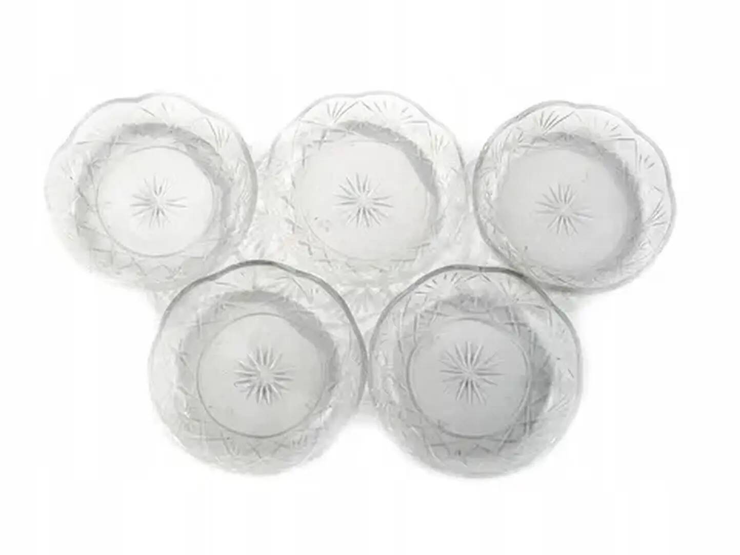Set of dessert plates, Art Deco, crystal, Hortensja Glassworks, Poland, 1930s
