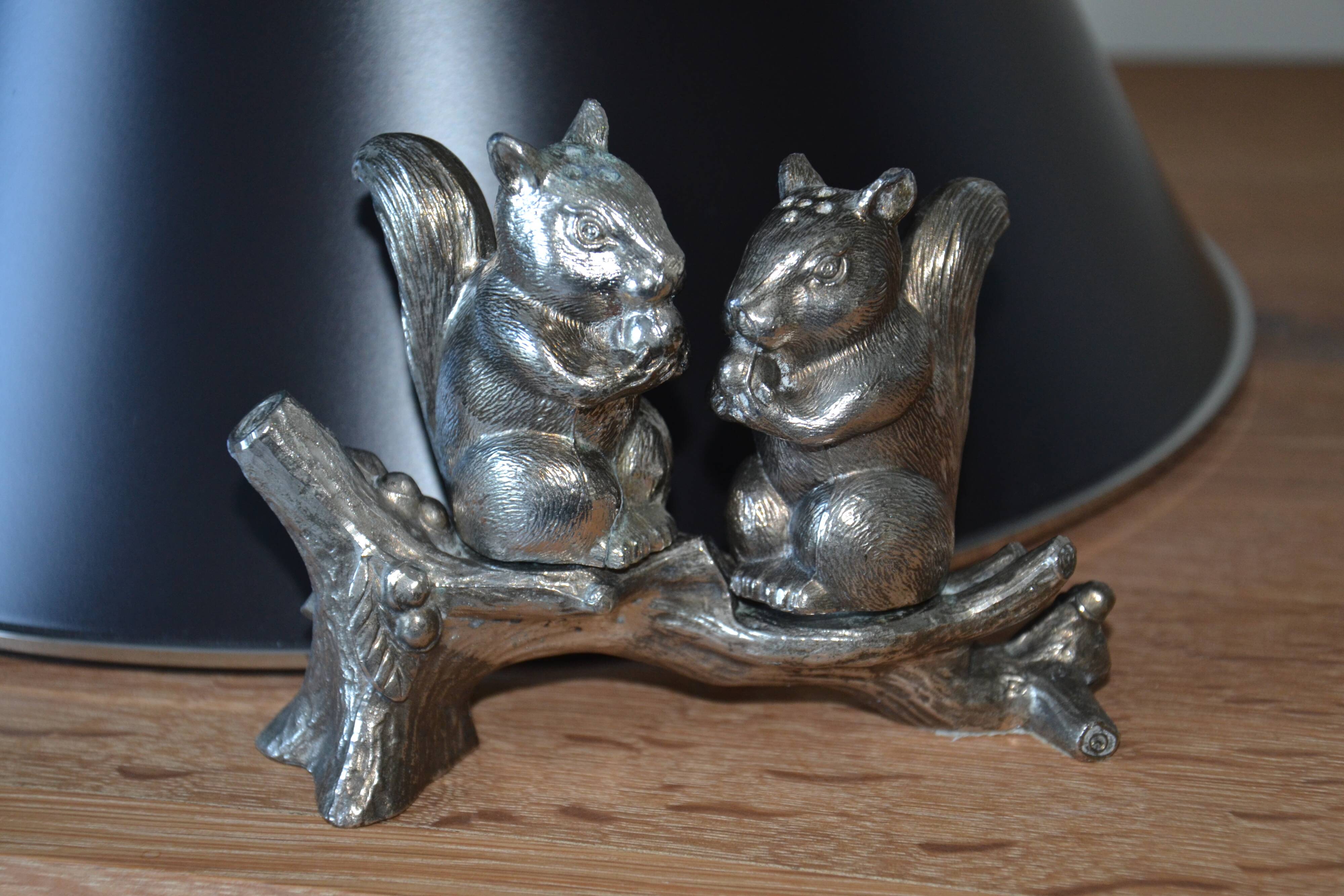 Silver-plated squirrel salt and pepper shakers