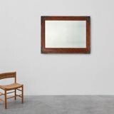 Miroir Art Nouveau à décor de paon peint à la main, France vers 1915