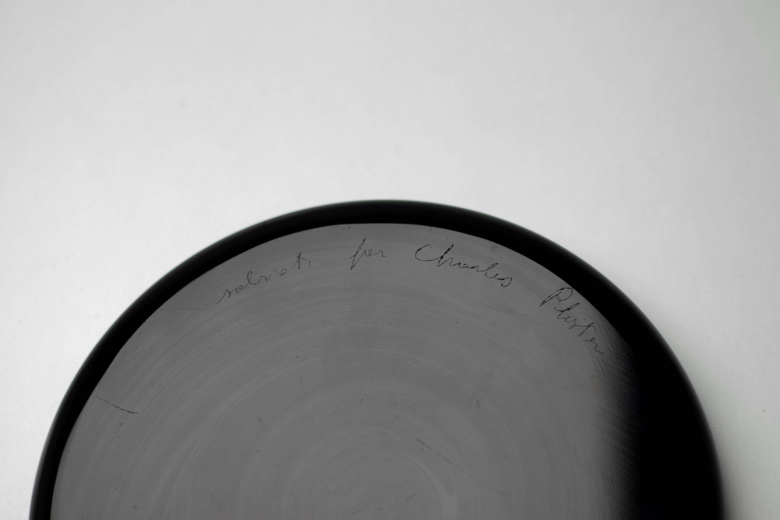Charles Pfister black Murano glass bowl for Salviati, Italy, circa 1970.