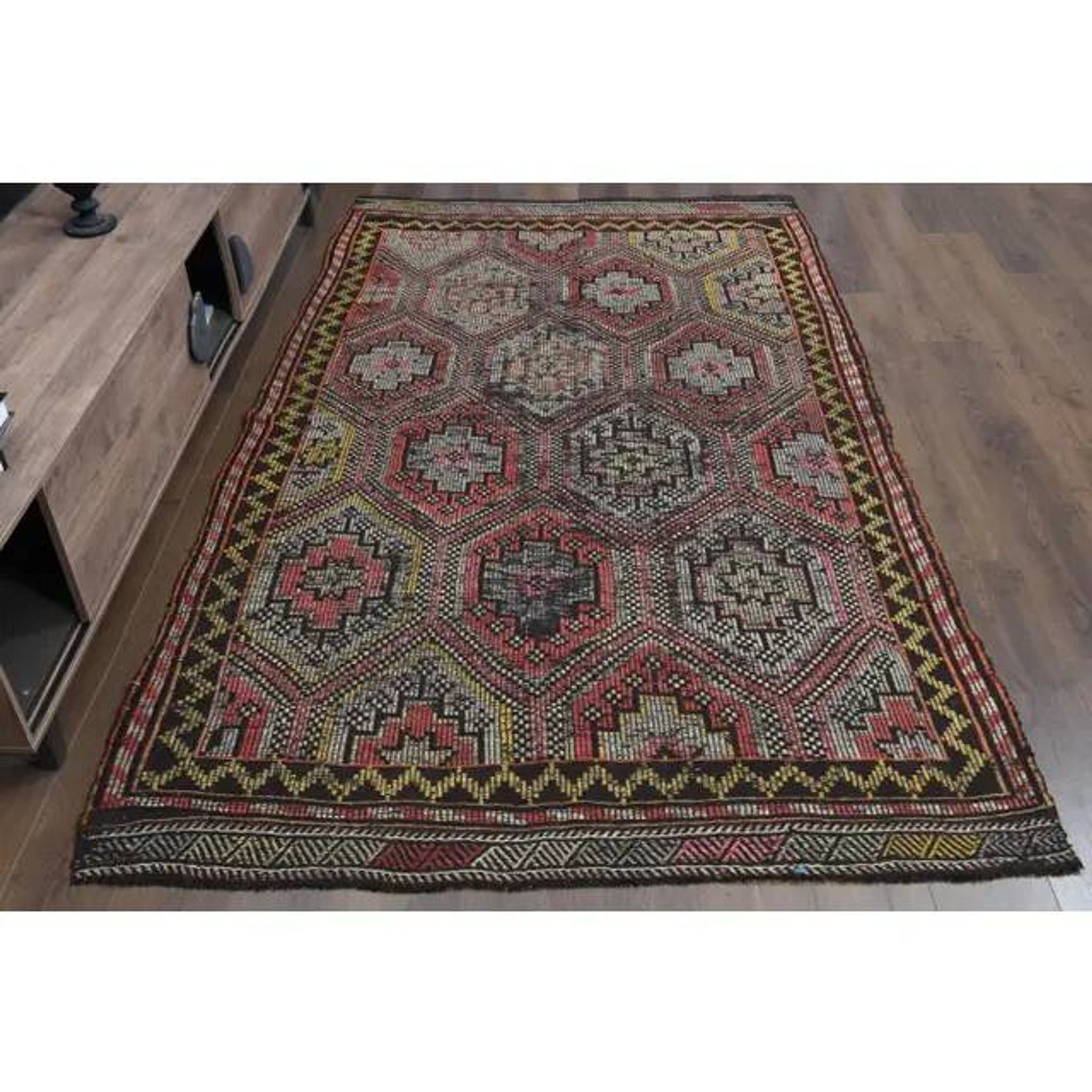 Vintage Turkish Oushak Handmade Wool Cotton Red Area Rug 170x272