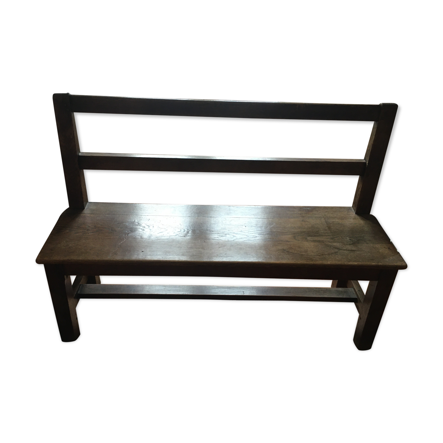Old solid wood back bench