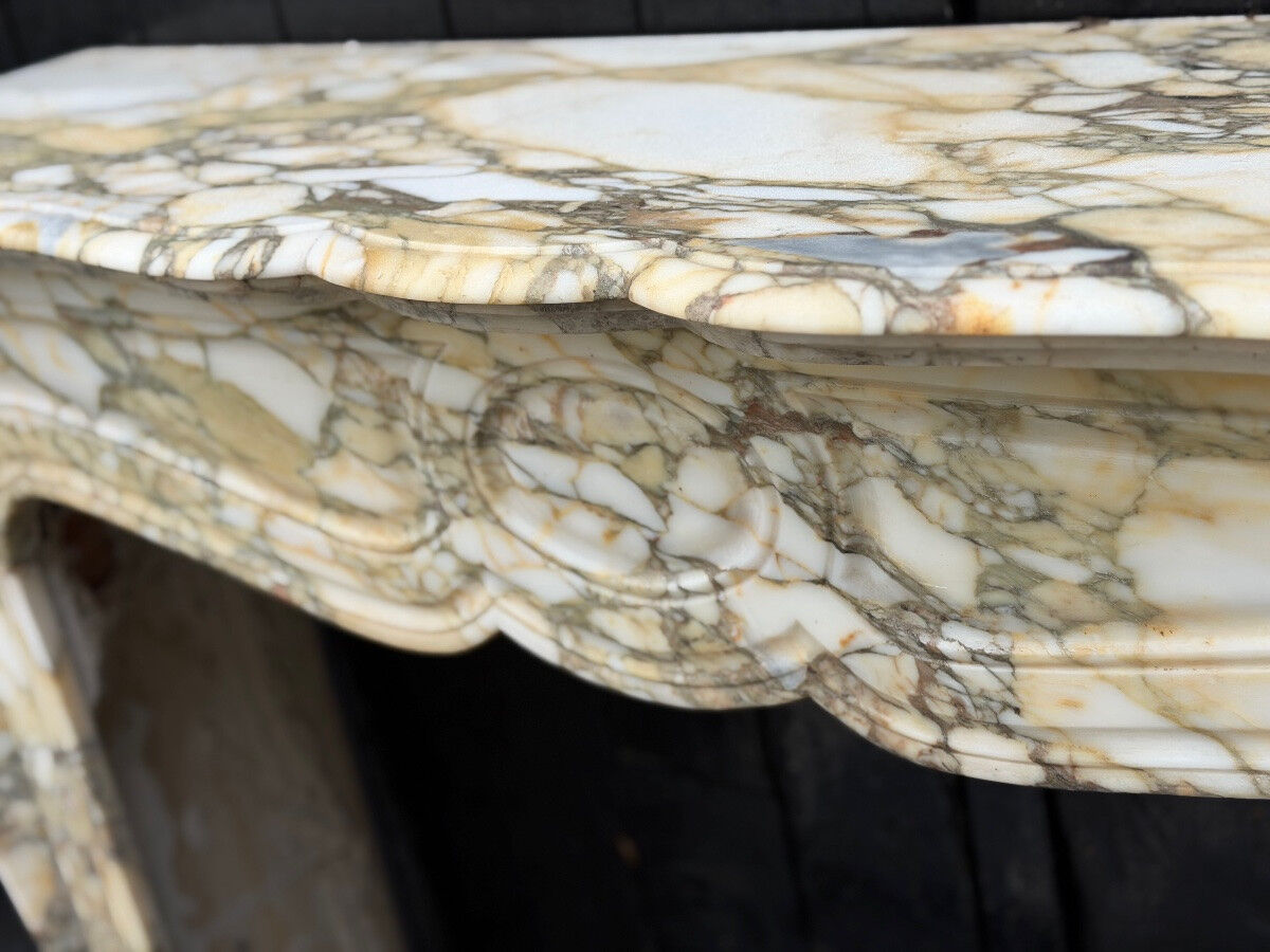 Louis XV style fireplace in purple breccia marble, circa 1880