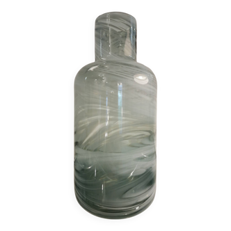 Vase bouteille en verre soufflé vintage