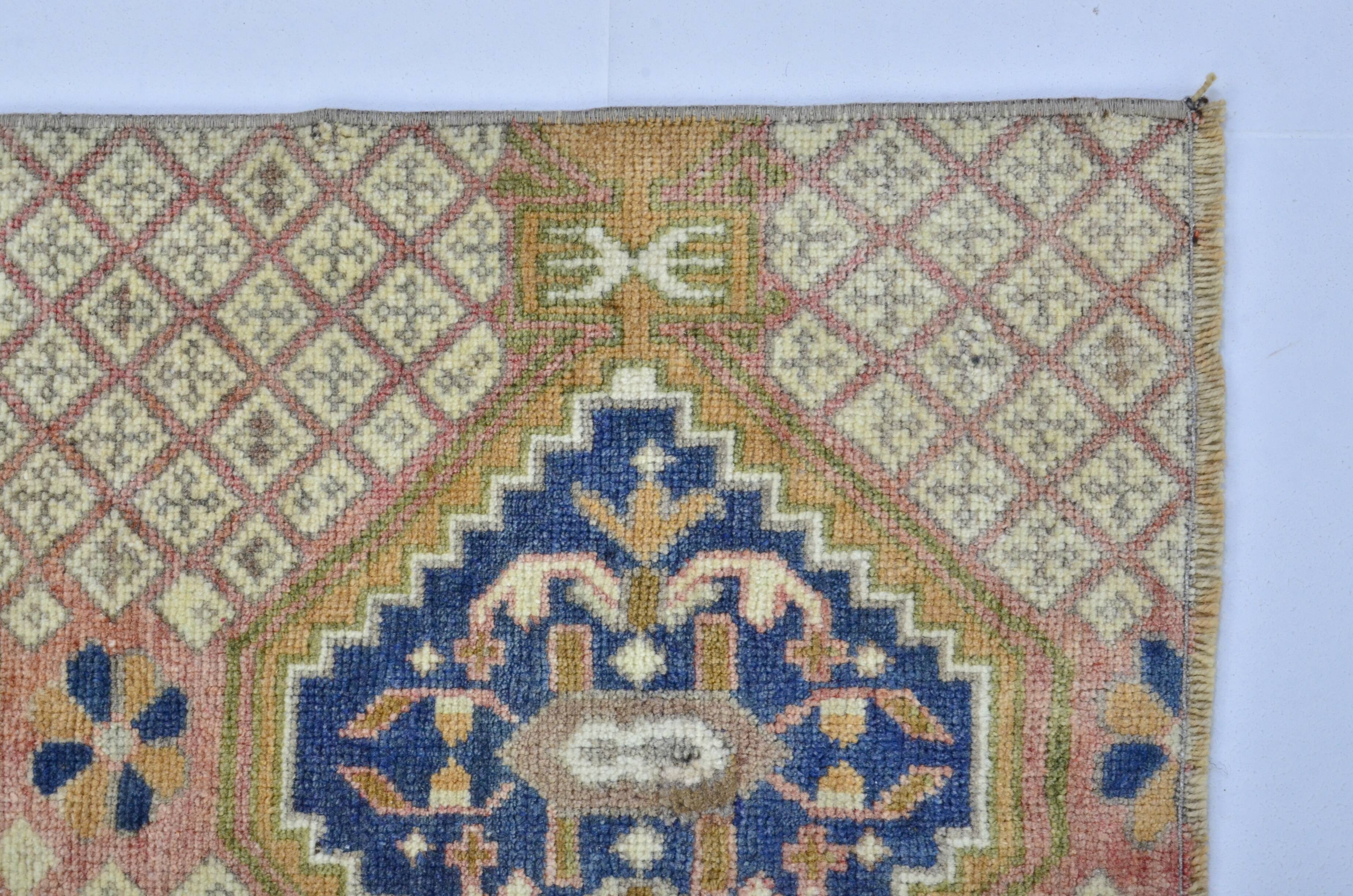 Tapis turc vintage rose et bleu sku 3116