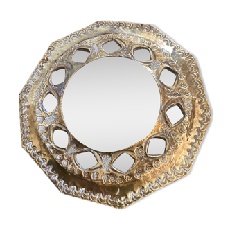 Antique mirror in worked brass