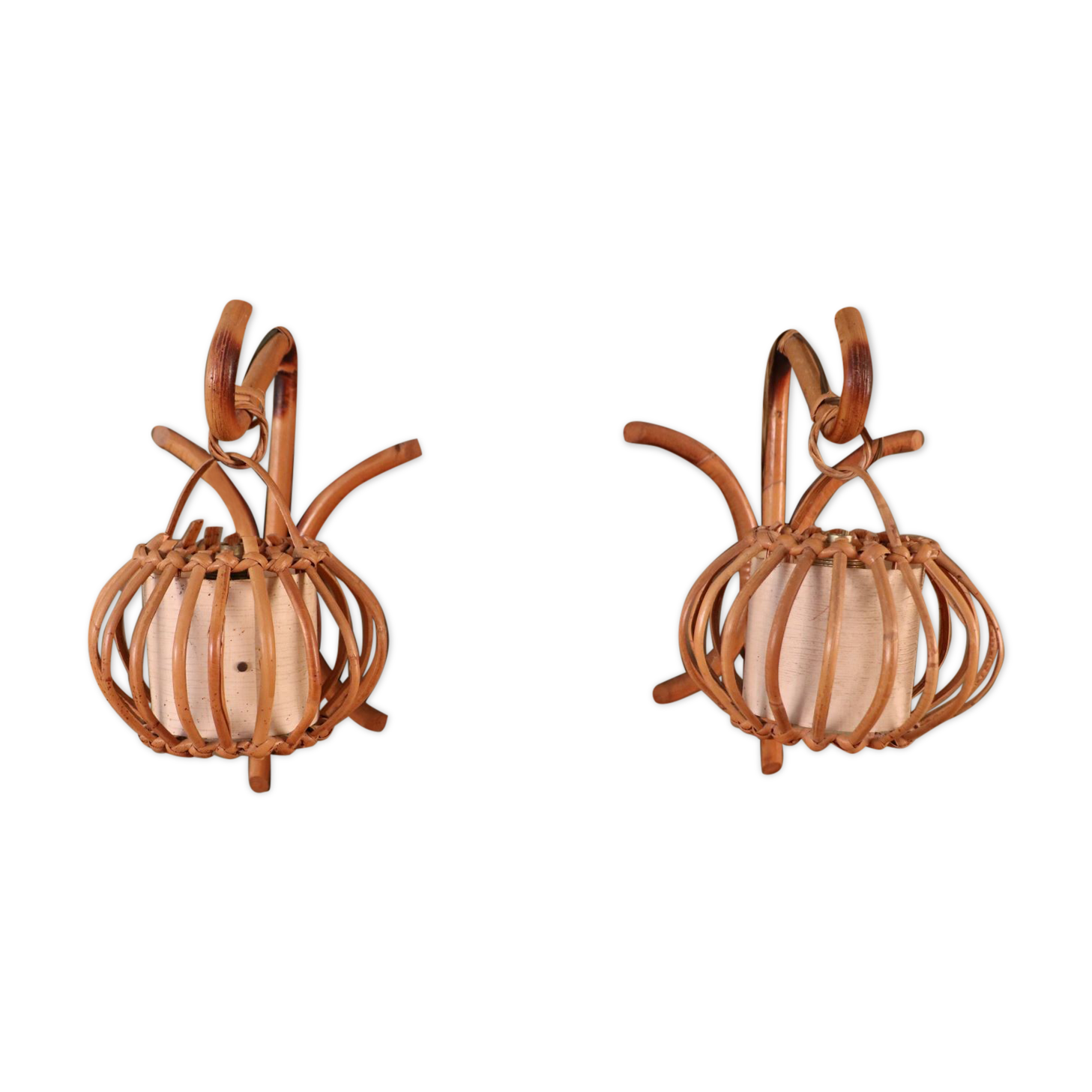 Pair Rotin Murale wall light