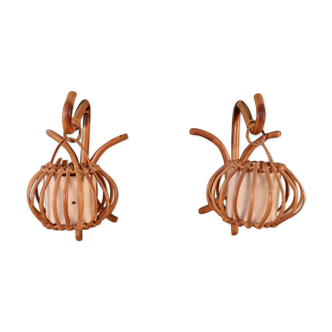 Pair Rotin Murale wall light