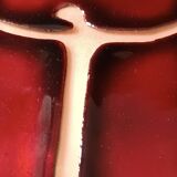 Vintage red and gold enamel wall cross on copper, Atelier Chehab