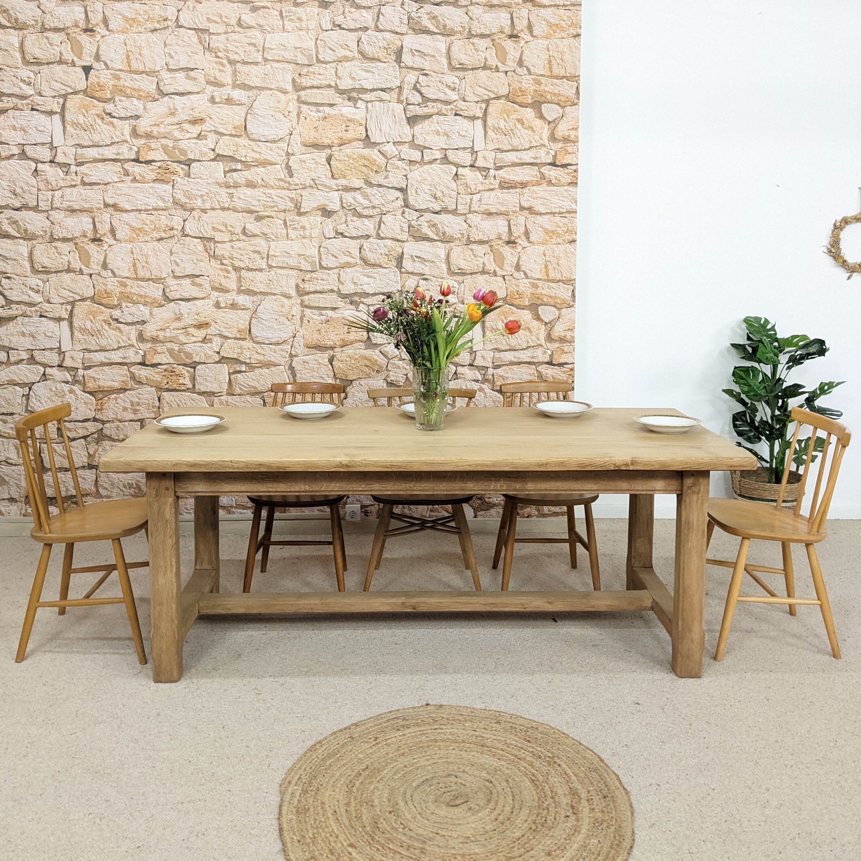 Solid oak farmhouse table
