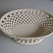 Woven ceramic oval fruit bowl or dish