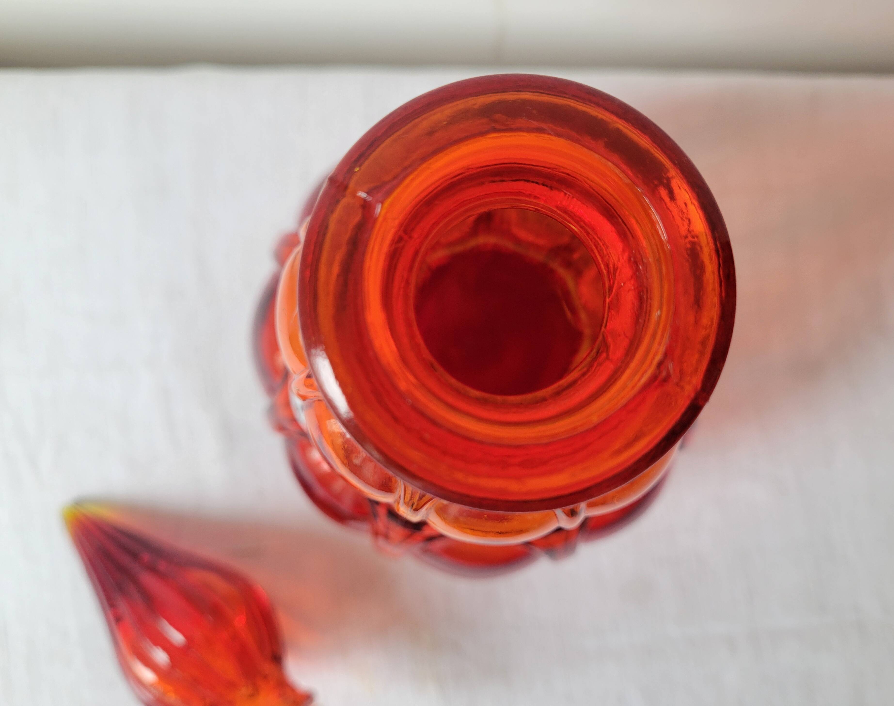 Italian red glass carafe