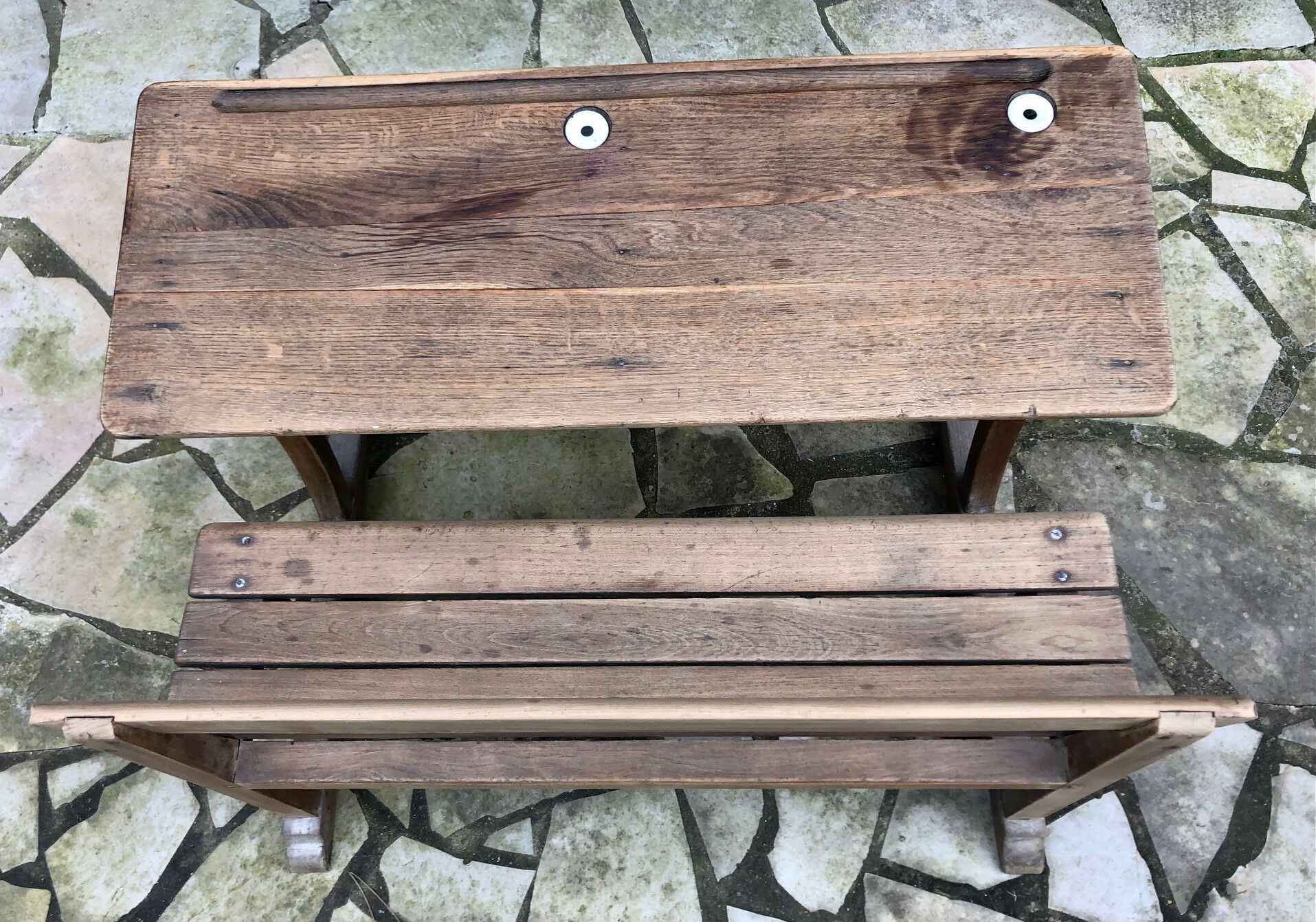 Vintage wooden school desk for children