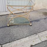 Vintage golden and glass kitchen trolley