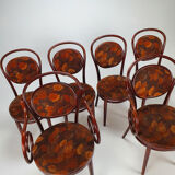 Set of 6 cherry bentwood dining chairs, 1970s