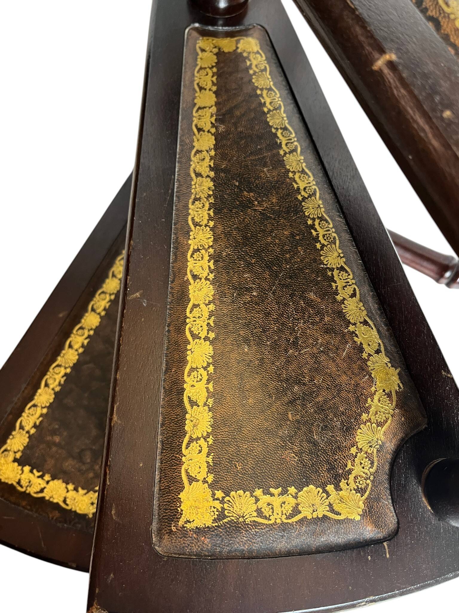 English library staircase wood and leather 20th century