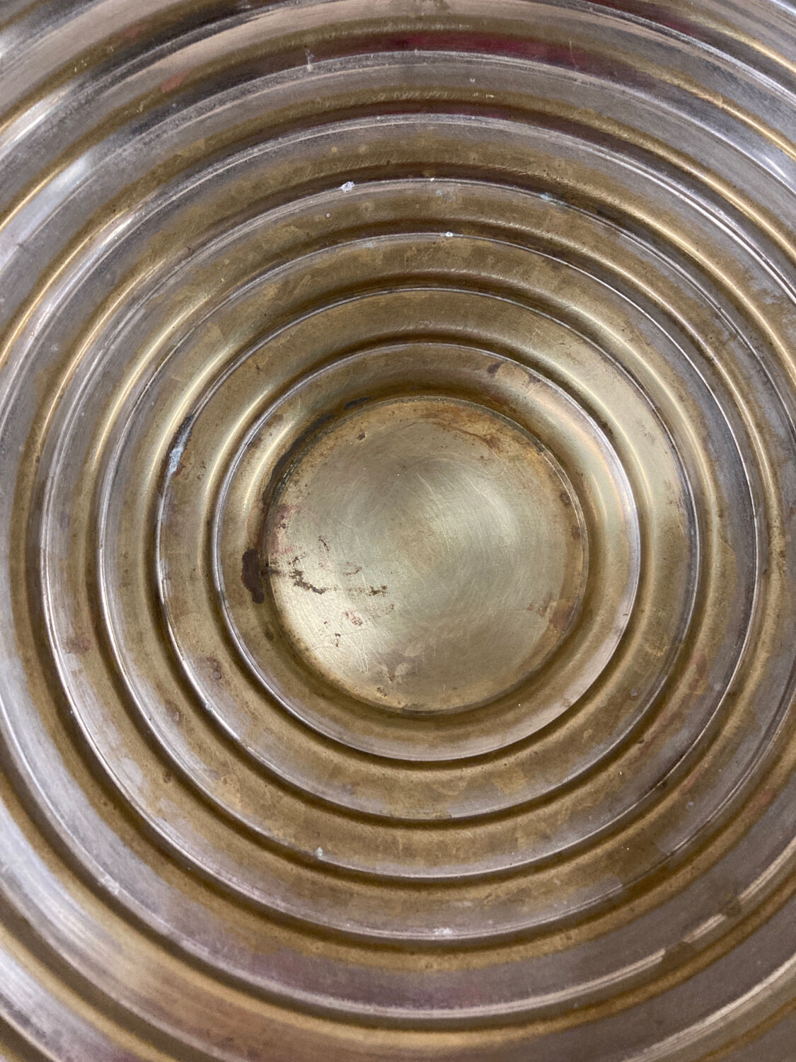 Large art deco silver metal fruit bowl