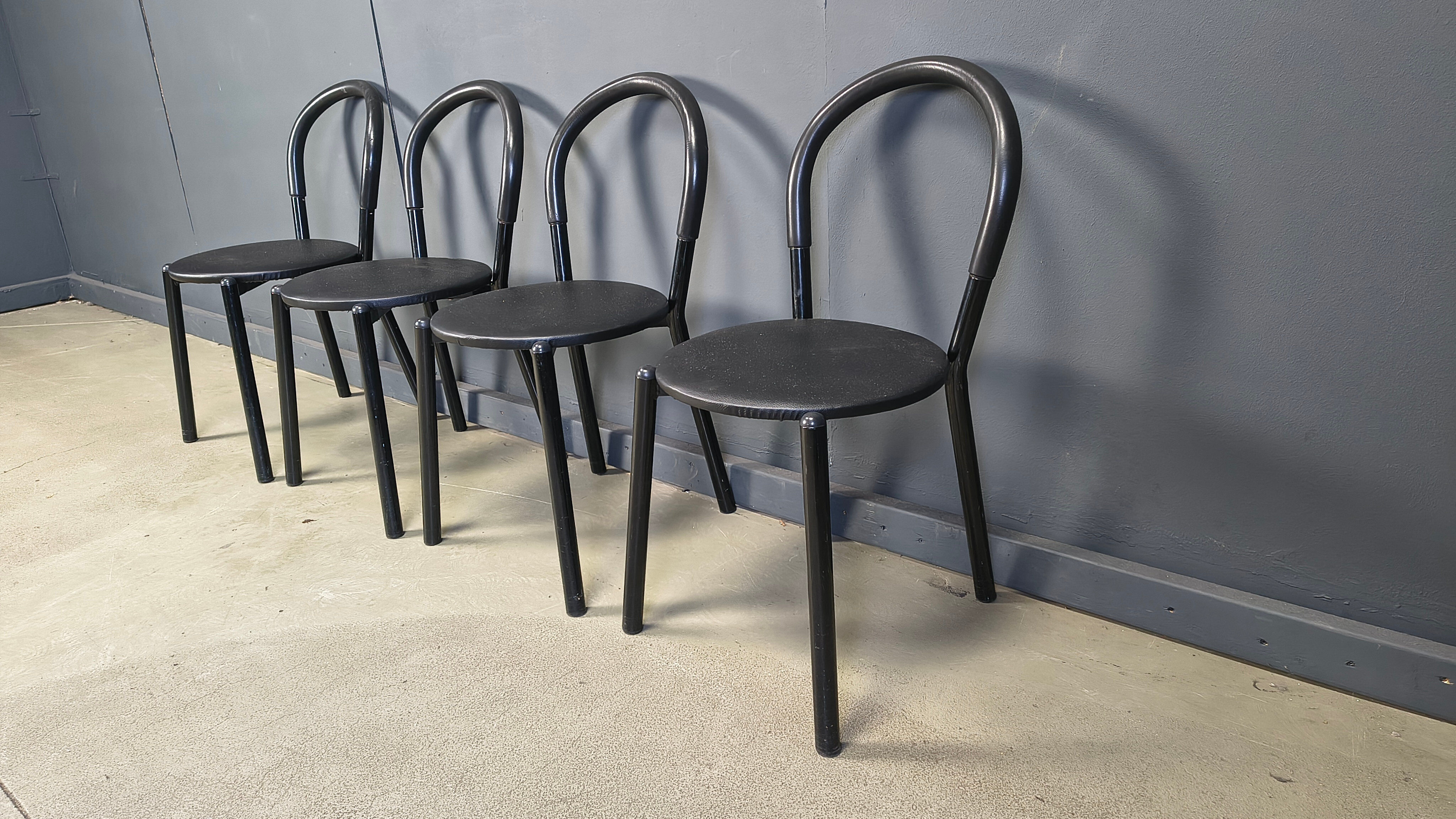 Postmodern Italian dining chairs set of 4 - 1980s