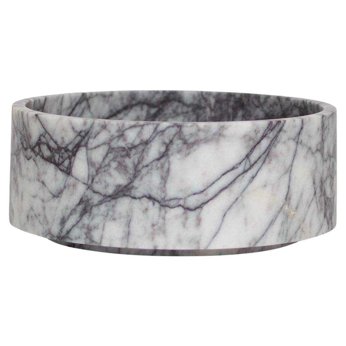 Cylindrical bowl in white/lilac marble