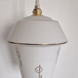 White opaline pendant lamp with gold décor