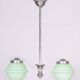 Czech Bauhaus Chandelier in Chrome-Plated Steel and Opaline Glass, 1930s