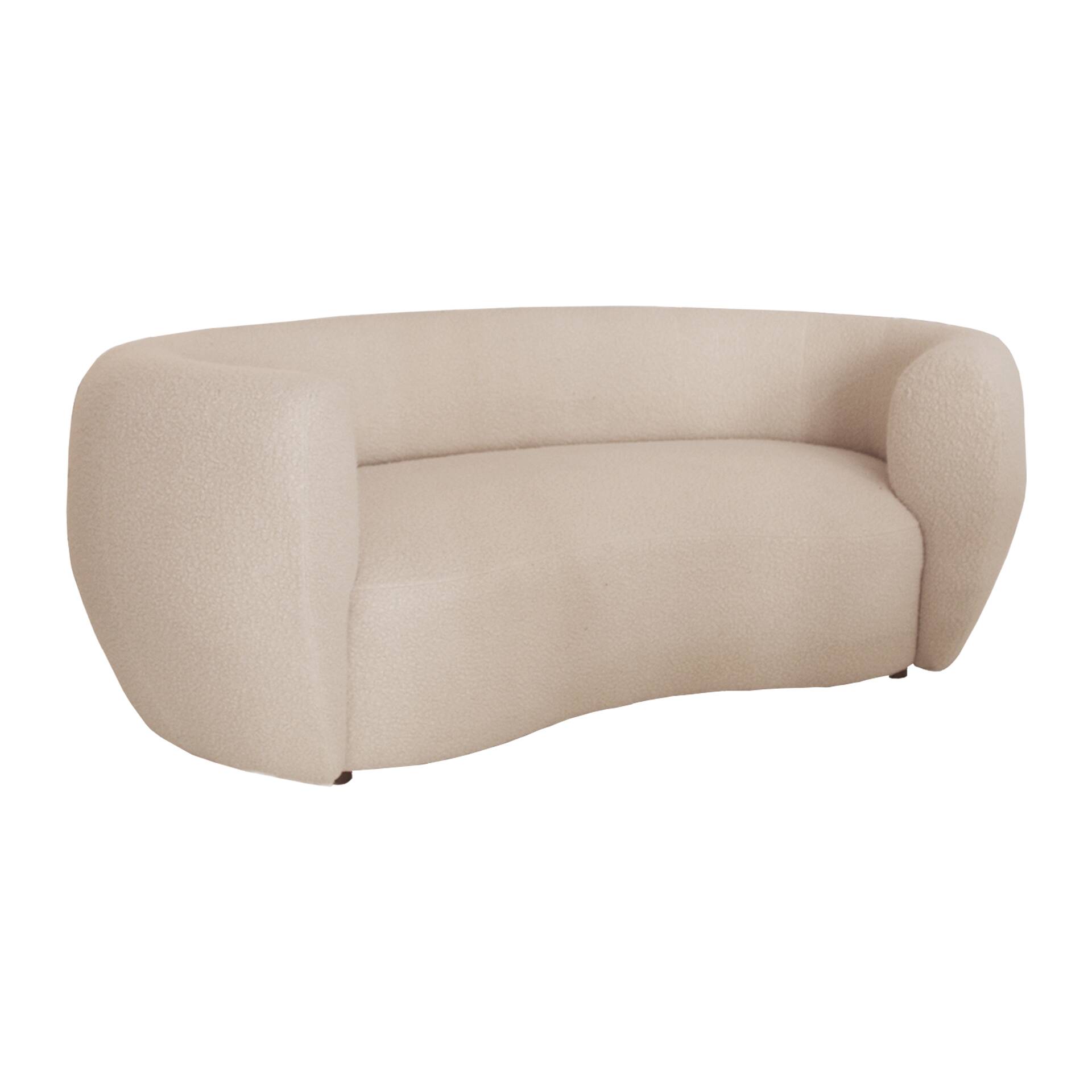 Late 20th Century, Wool and Solid Wood Curved Sofa, Italy