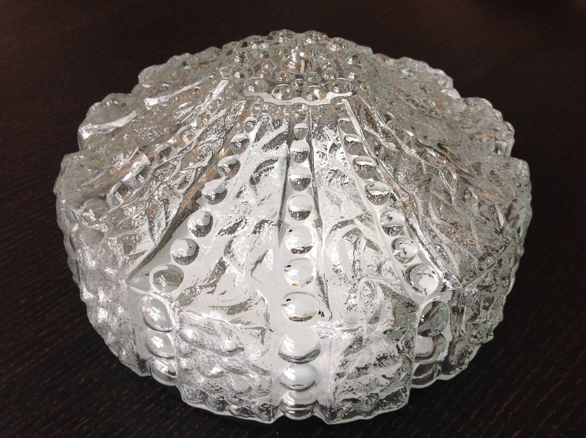 Plafonnier rond en verre bullé  / vintage années 60-70