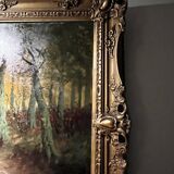 Hst animated landscape path in the forest frame signed around 1900