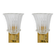 Paire d'appliques en laiton et verre de Murano Pulegoso attribuées à Barovier & Toso