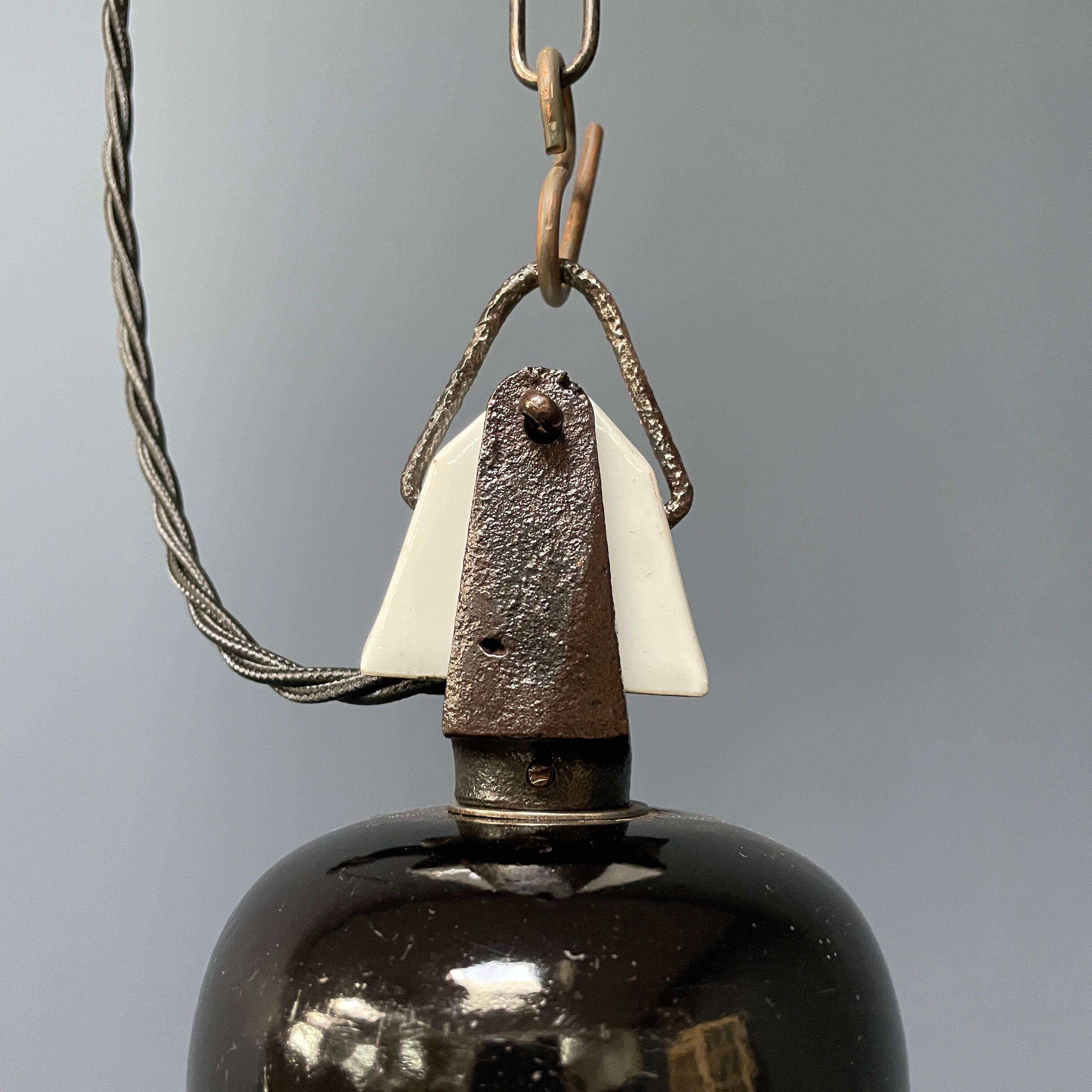 Black enamel Bauhaus factory lamp from Industria Rotterdam