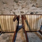 Pair of French Art Deco armchairs in beech, 1930s