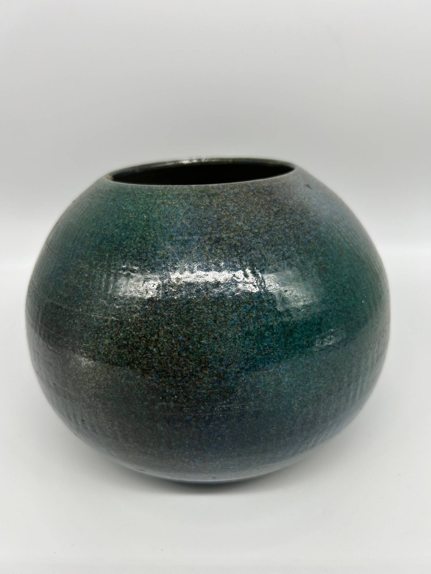 blue green ball vase