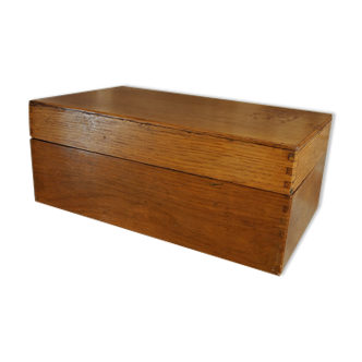 Vintage lined interior wooden long box