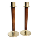 Pair of Danish Art Deco Candle Holders  in Wood & Brass