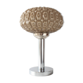 Lampe de table Art Déco portugaise des années 1940 avec abat-jour en opaline grise