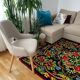 Floral transylvanian rug handwoven in romania, colorful flowers