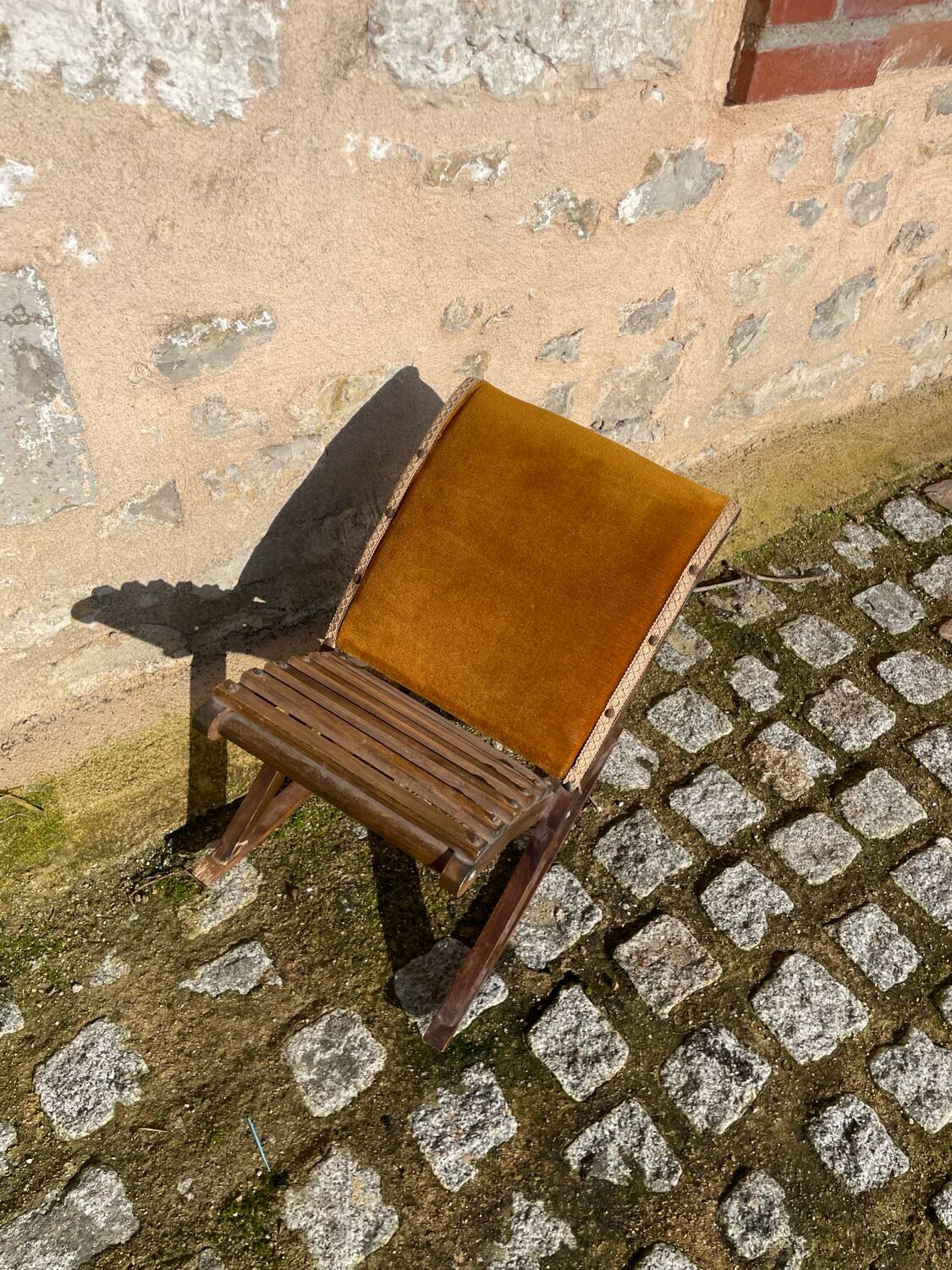 Mustard velvet footrest