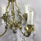 Lustre cage à  4 lumières bronze et cristal