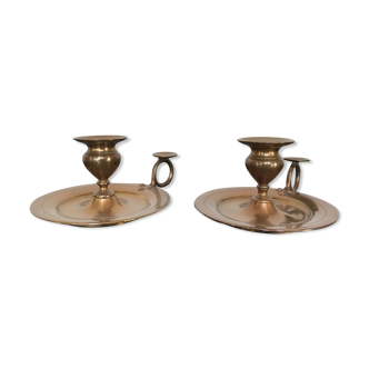 Pair of vintage brass hand candlesticks