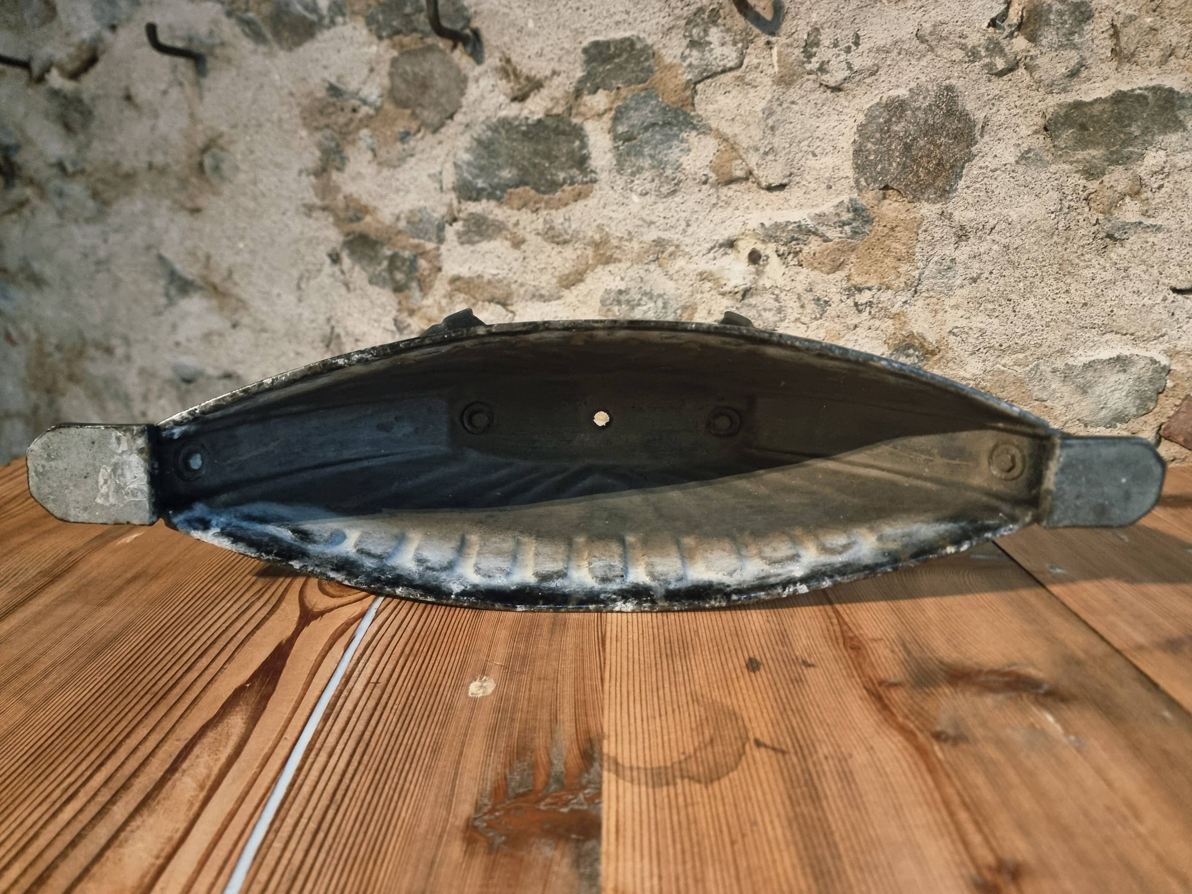 French Art Deco cast iron enamel planter – 1920s–1930s