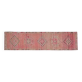 Pink Turkish Vintage Handmade Woven Wool Oushak Runner Rug 78x330
