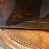 Brown plastic magazine holder with handle